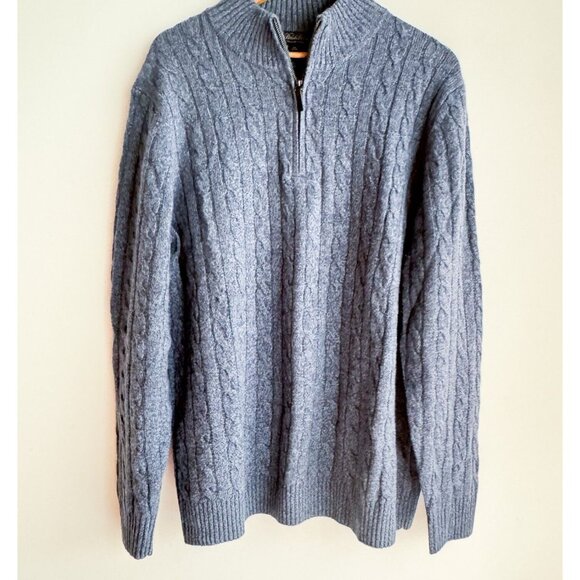 Brooks Brothers Gray Cable Knit Zip Up Sweater - Picture 3 of 6